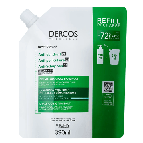 Vichy DERCOS Šampón proti lupinám - náhradná náplň 390 ml